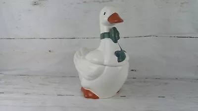 Vintage White Duck W/ Blue Bow ANCO 156 Cookie Jar : Orange Feet 80s 90s • $39.99