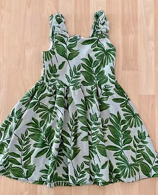 Janie & Jack 7 Girls Island In The Sky Green Palm Jacquard Dress Sleeveless • £20.27