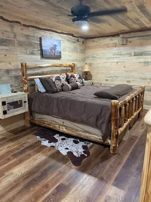  Deluxe Log Bed Log Cabin Style! Half Log Side Rails Matt Supp. Log Furniture • $739