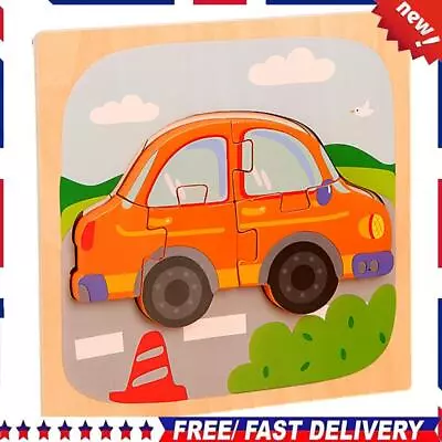 Wooden Puzzles Baby Travel Toy Vehicle Shape Jigsaw Puzzle (Car) UK • £5.15