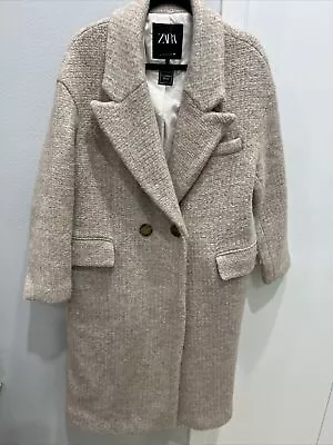 Zara Wool Blend Long Coat Sz L • $20