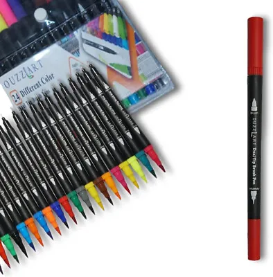 24 Colours Dual Tip Brush Pens Felt Tip Pens Colouring Pens For Adults And Kids • £6.99