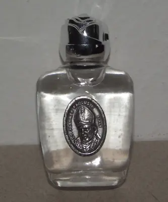 Vintage Full St Saint Pope Johannes Paulus II Glass Holy Water Bottle • $25