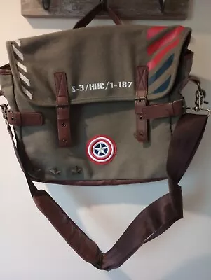 MARVEL Captain America Vintage Style Military Army Messenger Bag Satchel • $99.95