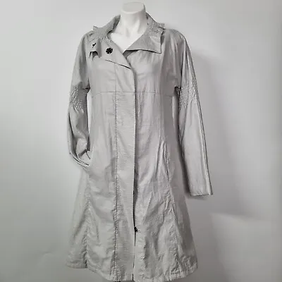MARIMEKKO Eerika Jacket Trench Swing Ruffle Gray Silver Removable Vest Sz 34 XS • $79.90