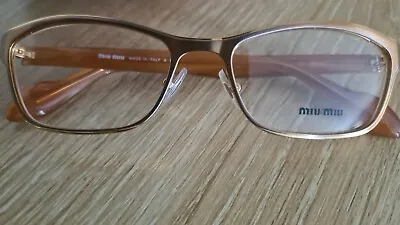 Miu Miu Prada Mu55lv Full Rim Gold Cat's Eye Clear Optical Glasses • £45