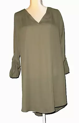 Lavi Beauty Tunic ~ Womens M ~ Olive Green ~ Chiffon ~ Pullover • £15.43