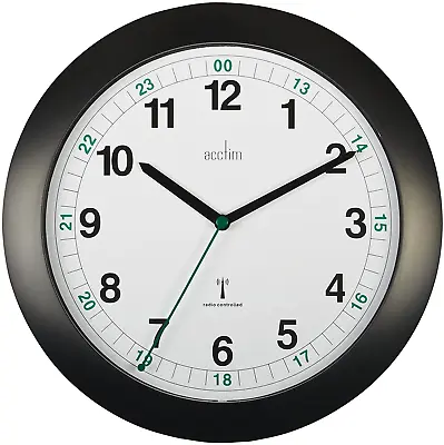 Acctim 93/723brc Milan Radio Controlled Wall Clock Black • £29.41