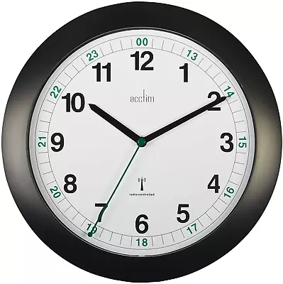 Acctim 93/723brc Milan Radio Controlled Wall Clock Black • £21.91