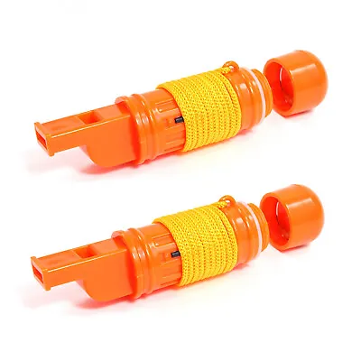 Universal Emergency 5 In 1 Multifunction Survival Whistle Orange - 2 Pack • $9.46