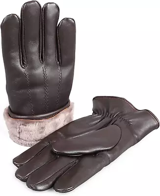 Men'S Premium Shearling Sheepskin Fur Lined Leather Gloves • $79.99