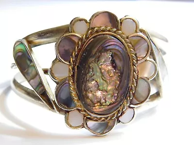 VTG Sterling Silver - HECHO EN MEXICO  Abalone Braided  Cuff  Bracelet - 31grams • $12