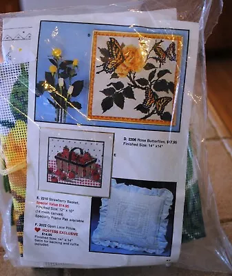 Vtg Artcraft Concepts Rose Butterflies 2206 Needlepoint Kit Unopened   • $13.95