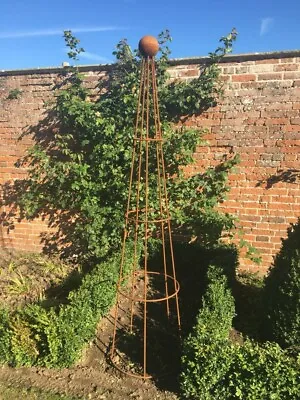 1.9m Conical Obelisk Rustic Metal Plant Support Rusty Cone Garden Frame Trellis • £89