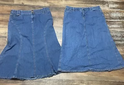 Lot 2 Cato Baccini Women's Long Denim Skirt Size 16W Modest • $29.95