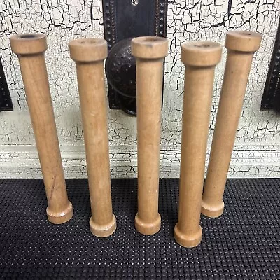 Lot Of 5 Vintage Wooden Textile Bobbins Spindles Spools  6 7/8” Long • $24.88