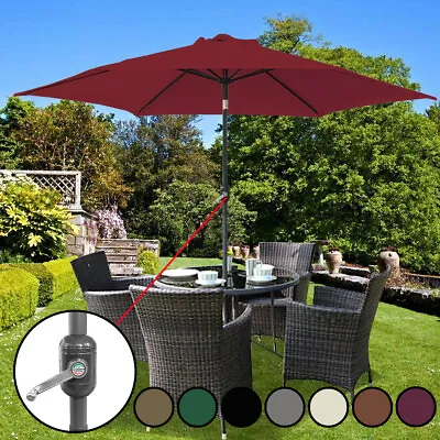 £42.99 • Buy 2.5M 2.7M 3M Round Garden Parasol Sun Shade Outdoor Patio Umbrella W/ Crank Tilt