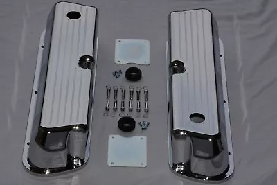 Chrome Aluminum Ball Milled Small Block Ford 289 302 351W Tall Valve Covers SBF • $114.65