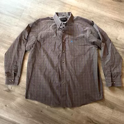 Ariat Pro Series Shirt Mens XL Brown Long Sleeve Button Down Western Casual • $24.99