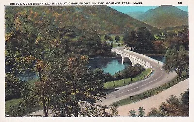 Postcard MA Bridge  Deerfield River Charlemont Mohawk Trail  Massachusetts H1 • $4.95