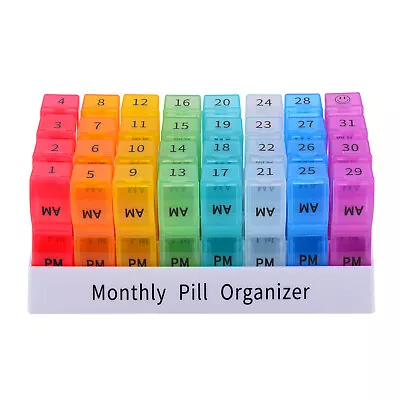 31 Days Daily Pill Organizer 2 Times A Day Monthly AM PM Pill Box Case BPA-FREE • $13.88