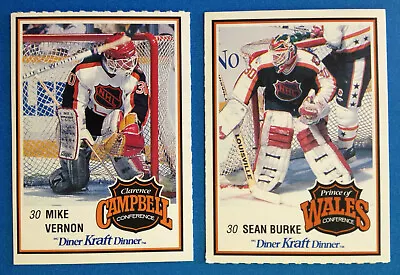 1989-90 Kraft Cards (2) - All Star Goalies - MIKE VERNON #62 - SEAN BURKE #53 • $5.99