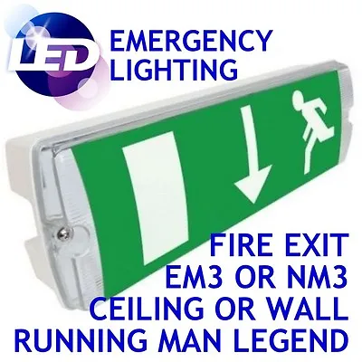 3 Hours Non Maintained LED Emergency Bulkhead Fire Exit Light Fitting IP65 Lamp • £13.95