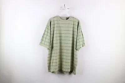 Vintage 90s Streetwear Mens Size Large Faded Striped Short Sleeve T-Shirt Green • $35.95