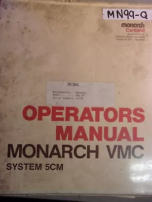 Monarch VMC Operator's Manual 5CM VCM-75 Bendix 81-270 *FREE SHIPPING* • $39.99