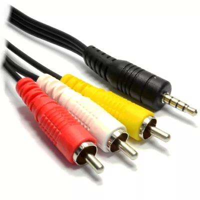 1m 3.5mm 4 Pole Jack Plug To 3 X RCA Phono Composite & Audio Cable [004446] • £4.04