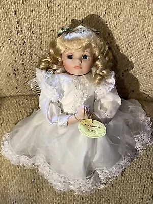 Maria Kneeling Praying Porcelain Doll Blonde Hair Homeart SKU 5227 33cm Tall • $29.95