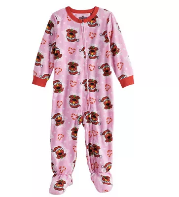 Sesame Street Girl's Elmo 5T Pink Fleece Footed Christmas Pajama Blanket Sleeper • $17.99