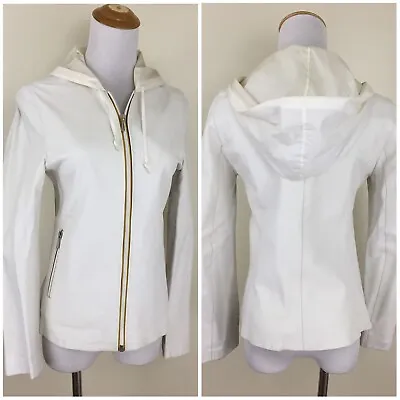 MIU MIU Italy 100% Leather Hooded Long Sleeve Jacket Womens Sz 12EU/Small US • $359.20
