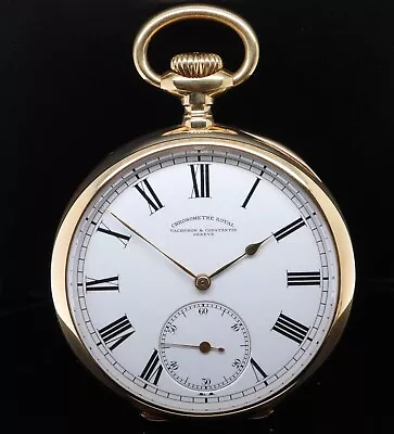 Antique Vacheron Constantin Chronometre Royal 18ct Gold 55mm Pocket Watch In Box • $7822.28