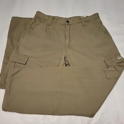WRANGLER Fleece Lined Cargo Pants Mens 36 32 Khaki Outdoor Hiking Workwear • $18