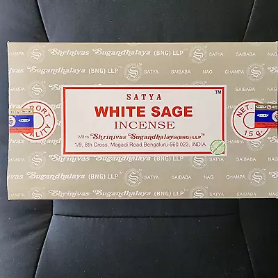 SATYA WHITE SAGE INCENSE Sticks NAG CHAMPA 15g X 12 Meditation Aroma Fragrance • $18.29