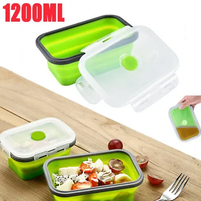 Storage Picnic Boxes Silicone Food Container Collapsible Bowl Folding Lunchbox N • £8.21