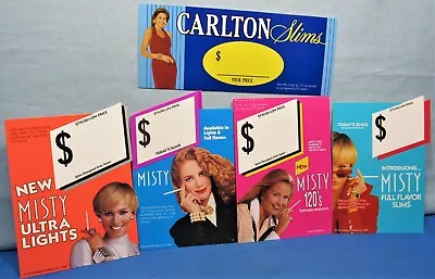 Women’s Cigarettes 10 Die Cut Advertising Signs 1991 & 92 Misty & Carlton Slims • $6.85