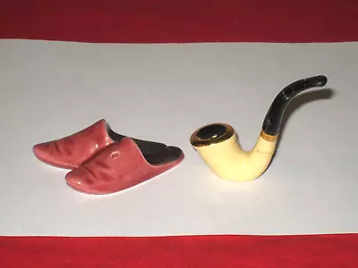 Vintage Arcadia Miniature Salt And Pepper Shakers - Pipe And Slippers • $10