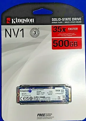 £32.50 • Buy Kingston NV1 500GB PCIe NVMe M.2 Internal SSD (SNVS/500G) Brand New Unopened #8