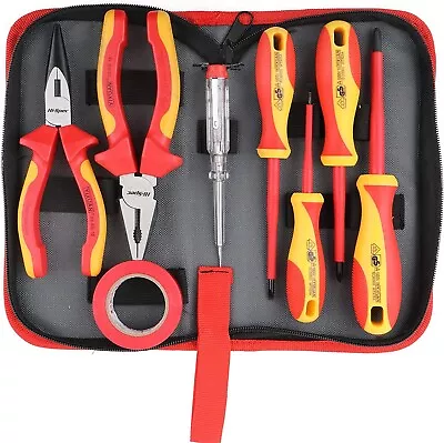 Hi-Spec 8pc VDE Pliers & Screwdrivers Tool Kit Set. 1000V Thick Insulated Comple • £38