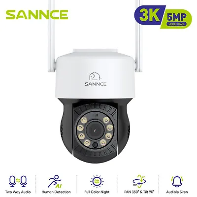 SANNCE 5MP Wireless Color CCTV IP Camera 2-Way Talk Pan /Tilt Wifi Auto Track  • £38.99