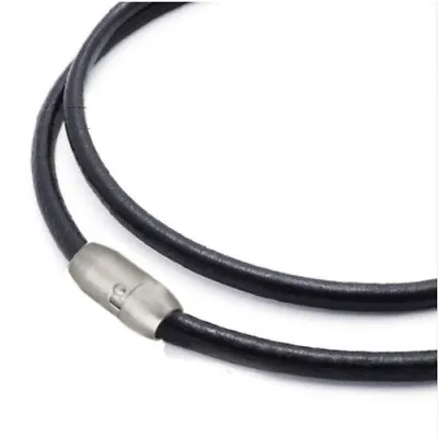 £4.85 • Buy Mens Genuine Leather Thong Cord Necklace Stainless Steel Magnetic Brushed Clasp