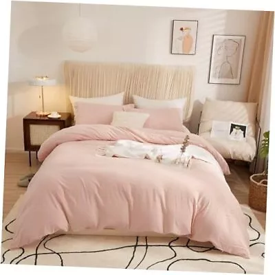  Modern Pink Duvet Cover Soft Microfiber Bedding Sets Simple Queen 1- Pink • $68.78