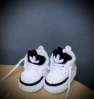 Crochet Baby Shoes Handmade Crochet Wool Baby Booties Sneakers Slippers Trainers • £6.99