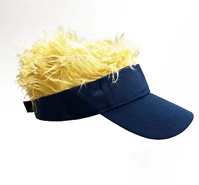 Navy Adjustable Sun Visor Hat With Wig Spiked Hairs Fashion Baseball Golf Cap • $9.99