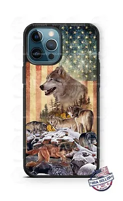 Wolf Pack Distressed American Flag Design Phone Case Cover Fits IPhone Samsung • $21.98