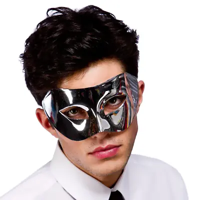 Rimini Eyemask Italian Eye Mask Adults Masked Ball Fancy Dress Accessory Silver • $30.55