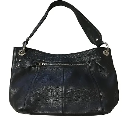 B Makowski Black Pebbled Leather Lined Top Handle Shoulder Bag Classic Purse • $30.62