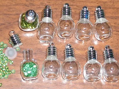 1 Cube Miniature Glass Bottle Vial Charm Mini Bead Tiny Wholesale Findings • $2.34